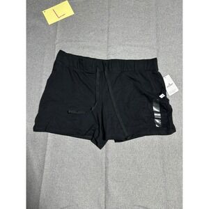 Jockey Lounge Shorts Women Large Black Organic Cotton Stretch Drawstring Pockets